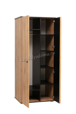 Шкаф для одежды комбинированный 2-х дв. Либерти 51.12 h=20 (Дуб вотан/Чёрный/Дуб вотан)