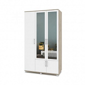 Шкаф Ева Е-32 3-х дверный с зеркалом (Серый дуб/Белый)