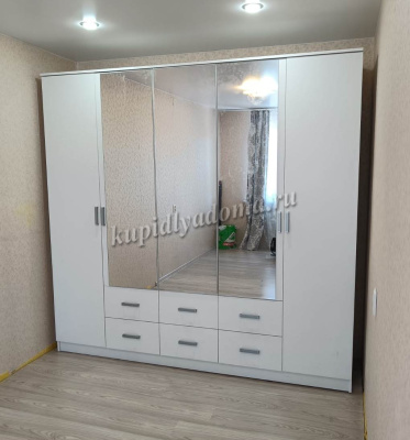 Шкаф 5-ти дверный Монтана 2.3 с зеркалами (Белый)