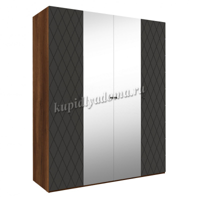 Шкаф комбинированный Римини 4х дверный с зеркалом(Дуб каньон темный/Графит софт)