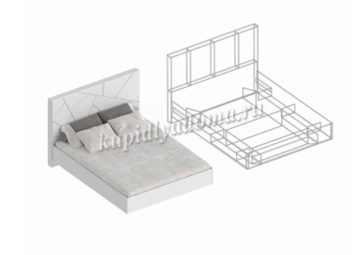 Кровать Сандра 1.2 с ортопедическим основанием (Белый лофт)