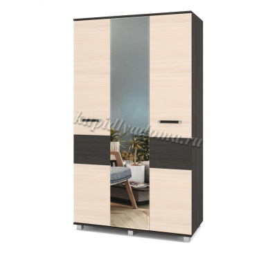Шкаф  Виора В-31 3-х дверный с зеркалом (Венге/Дуб млечный)