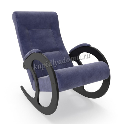 Кресло-качалка Неаполь Модель 3 (Венге-эмаль/Ткань Синий Denim blue)