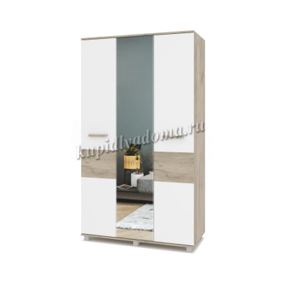 Шкаф Виора В-31 3-х дверный с зеркалом (Серый дуб/Белый)