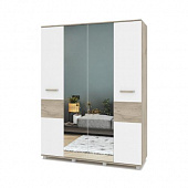 Шкаф Виора В-41 4-х дверный с зеркалом (Серый дуб/Белый)